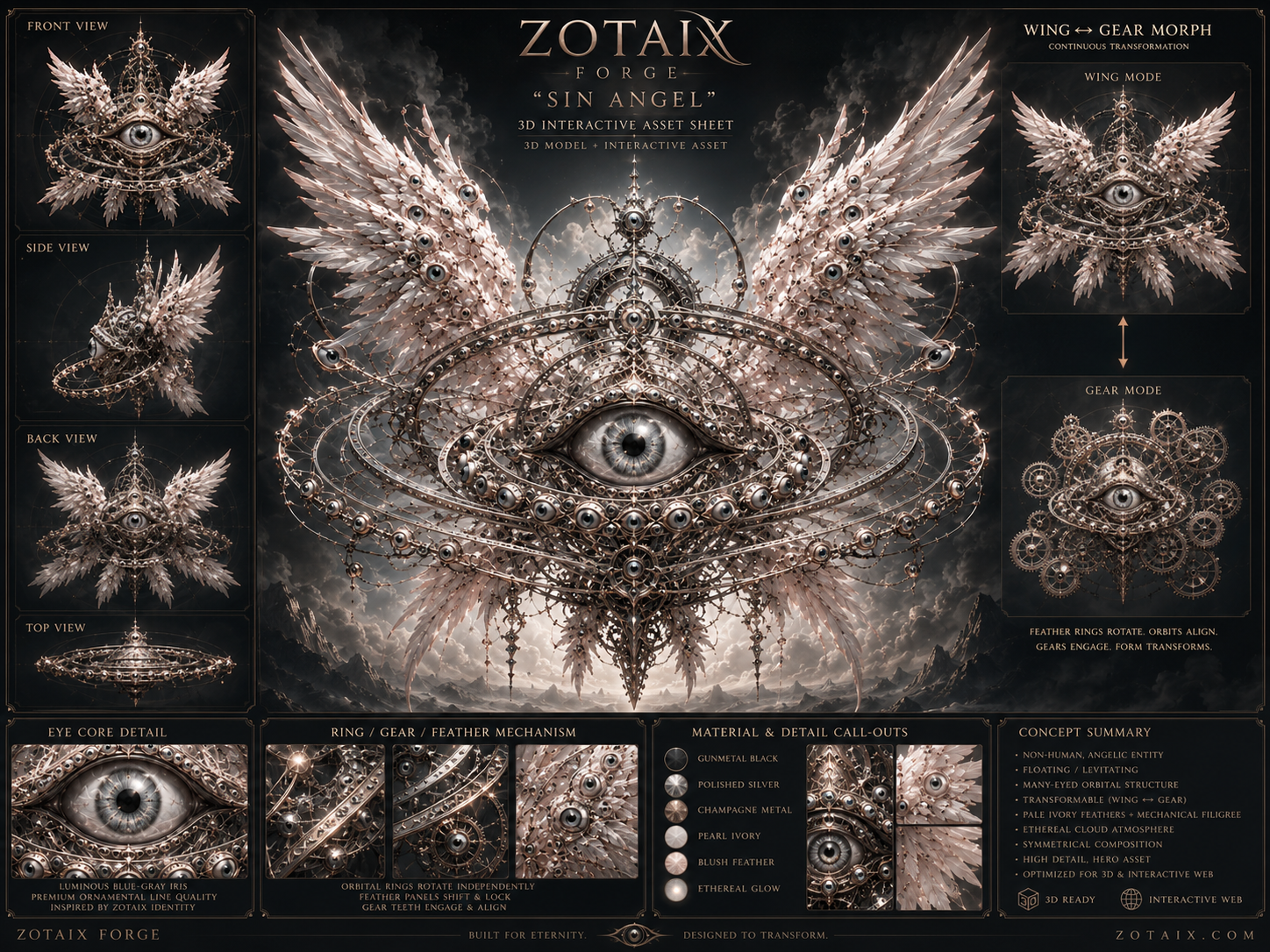 ZOTAIX Forge mechanical eye and wing asset sheet